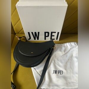 JW PEI Black Crescent Saddle Crossbody Bag